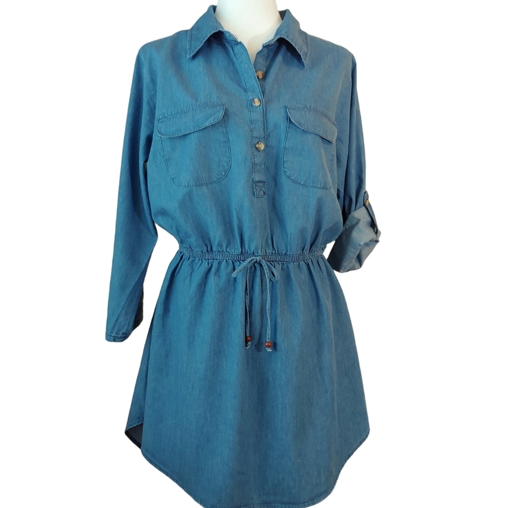 Speed Limit Blue Denim Shirt Dress with Elastic Waist Women's size XL